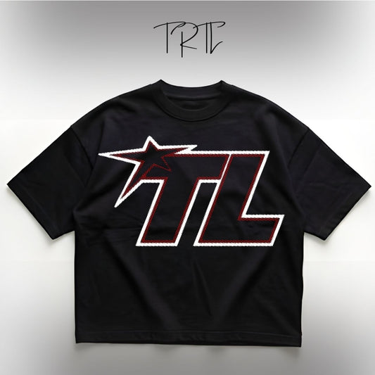 The TL Heavyweight Oversized Tee - Jet Black (240 GSM)